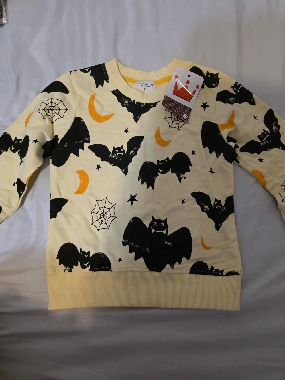 Kids Bat Print Sweatshirt - Yellow Cream -